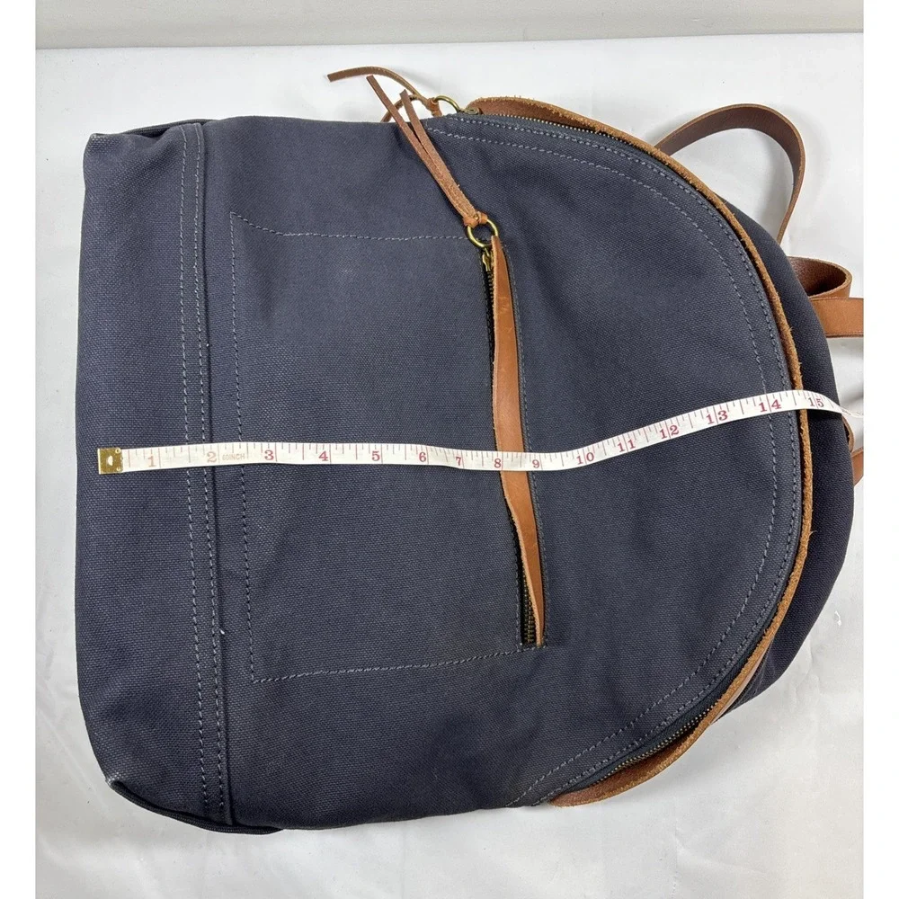 Madewell Charleston Heavy Canvas Laptop Backpack Leather Trim Navy Commuter